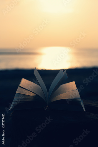 Open Book Bible on wood background outdoor God's promises in daily life
