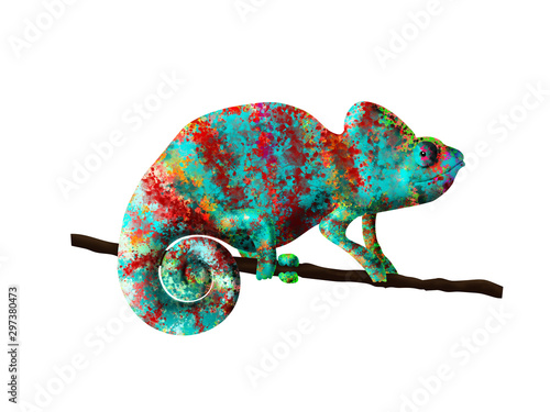 chameleon painted in bright colors