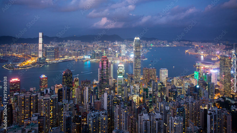 Hong Kong skyline at night from Victoria peak