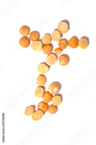 Dried yellow peas for cooking healthy everyday food on the white background