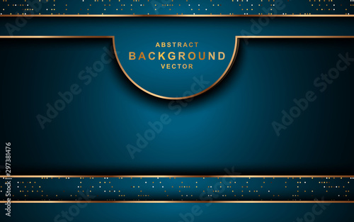 luxurious dark background with golden line and glitter.