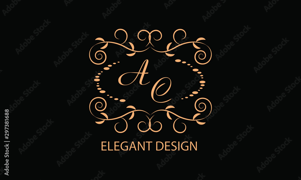 Elegant floral monogram design template for one or two letters. Wedding monogram. Calligraphic elegant ornament. Business sign, monogram identity for restaurant, boutique, hotel, heraldry, jewelry.