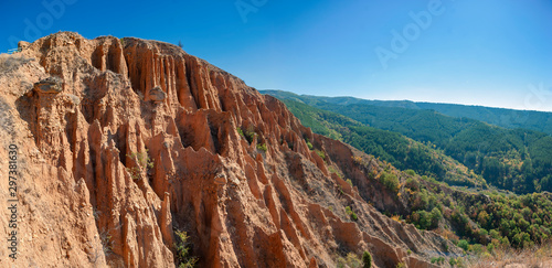 The Stob Earth Pyramids in the foothills of the Rila Mountains in Bulgaria