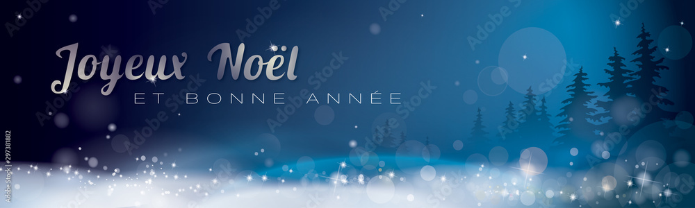 Fototapeta premium JOYEUX NOËL ET BONNE ANNÉE DÉCOR BLEU