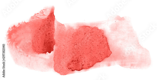 Abstract watercolor background hand-drawn on paper. Volumetric smoke elements. Red color. For design, web, card, text, decoration, surfaces.