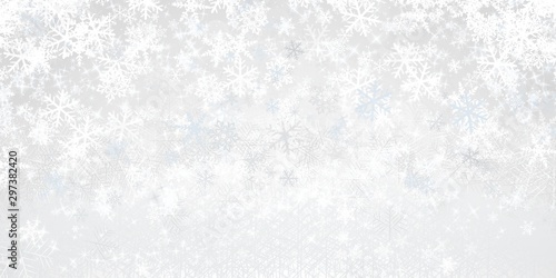  White and gray snowflakes on a gradient background