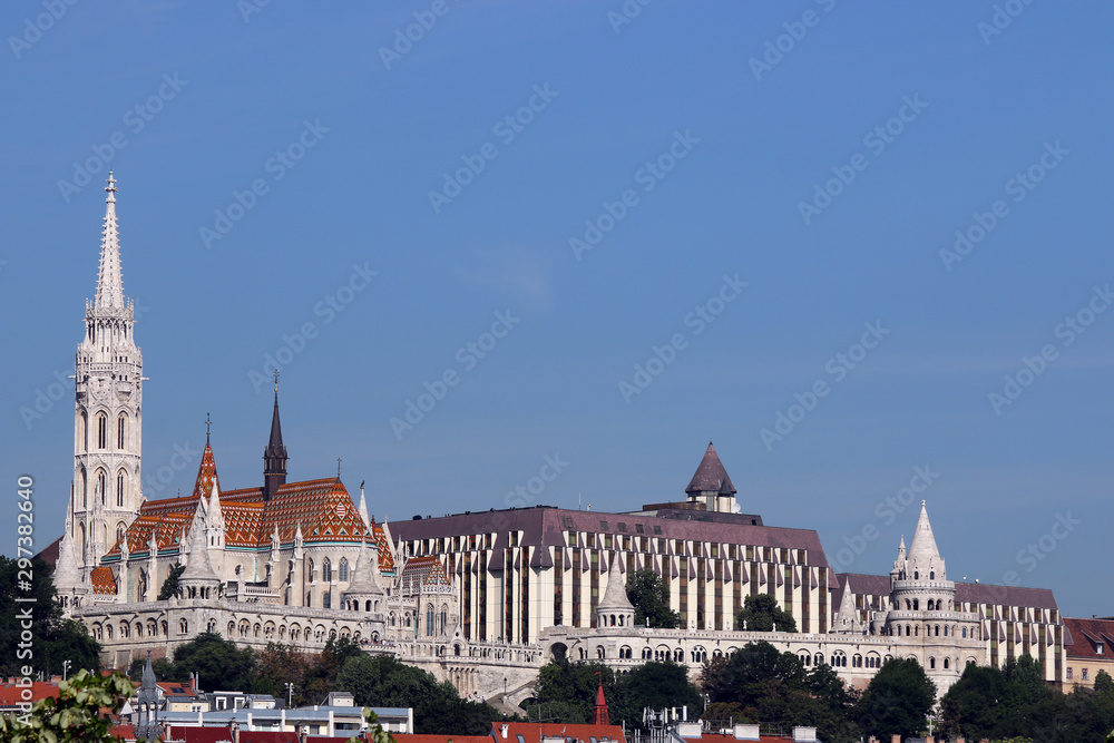 Matthias church and Fishermans bastion landmark Budapest cityscape Hungary Matthias church and Fishermans bastion landmark Budapest cityscape Hungary