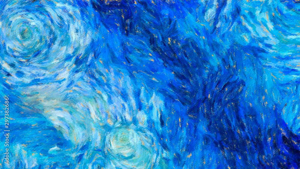 Abstract texture background. Digital painting in Vincent Van Gogh style artwork. Hand drawn artistic pattern. Modern art. Good for printed pictures, postcards, posters or wallpapers and textile print. Abstract texture background. Digital painting in Vincent Van Gogh style artwork. Hand drawn artistic pattern. Modern art. Good for printed pictures, postcards, posters or wallpapers and textile print.