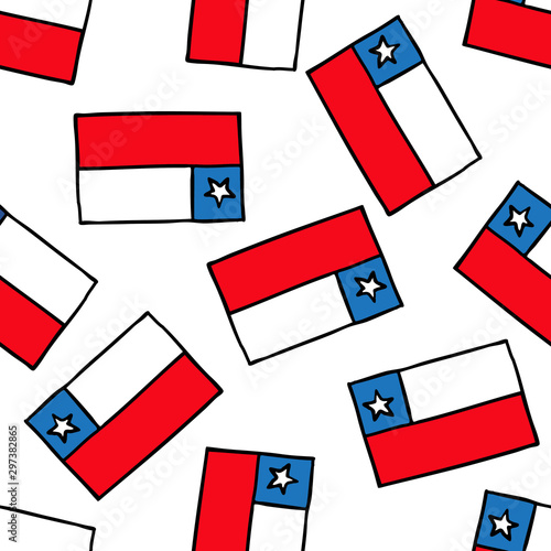 flag of Chile seamless doodle pattern, vector illustration