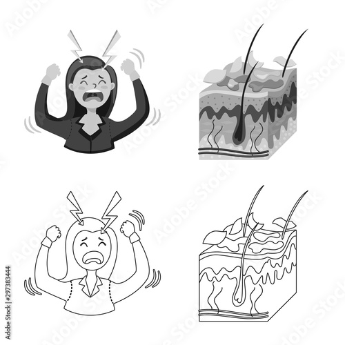 Vector design of medical and pain symbol. Set of medical and disease stock vector illustration.