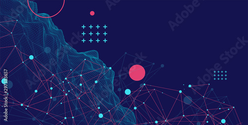 Template for science and technology presentation. Plexus style background.