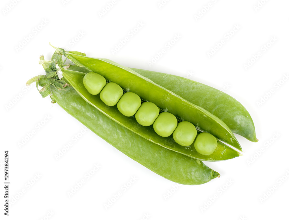 green peas in pods on a white background green peas in pods on a white background