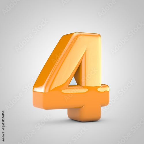 Orange 3d number 4 isolated on white background