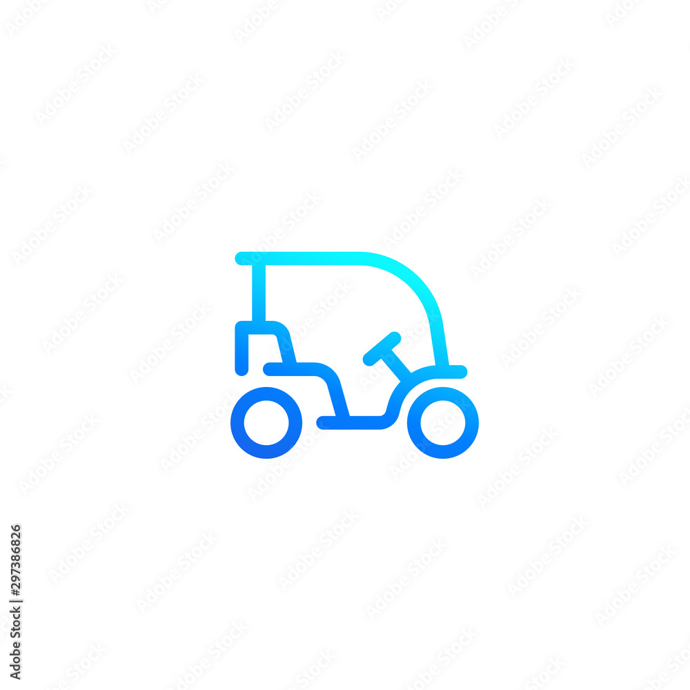 Golf cart line icon, vector