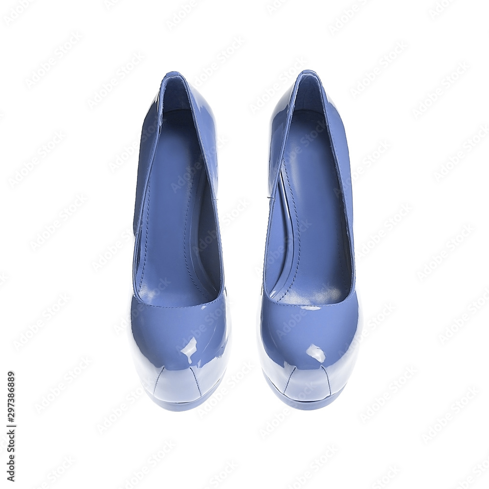 blue female shoes on white background blue female shoes on white background