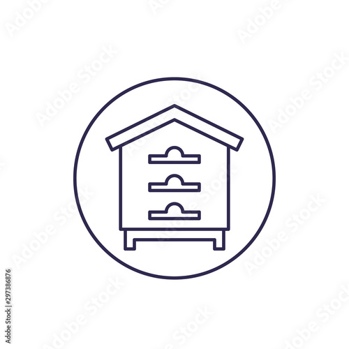 Hive, bee house vector line icon