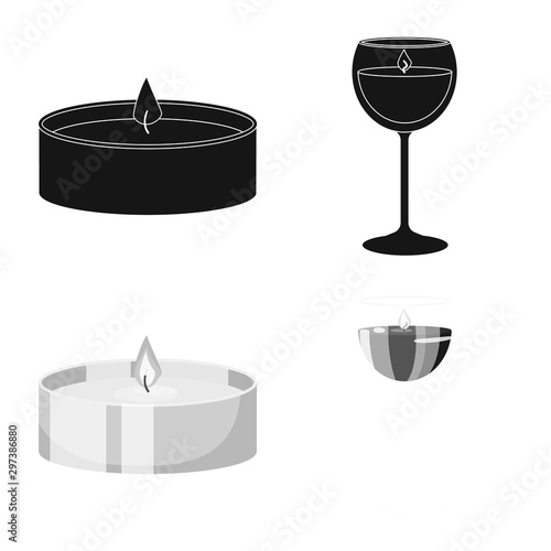 Isolated object of relaxation and flame logo. Collection of relaxation and wax stock symbol for web.