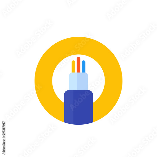 optic fiber cable vector icon, flat
