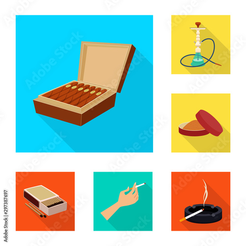 Vector illustration of smoke and statistics icon. Set of smoke and stop stock symbol for web.
