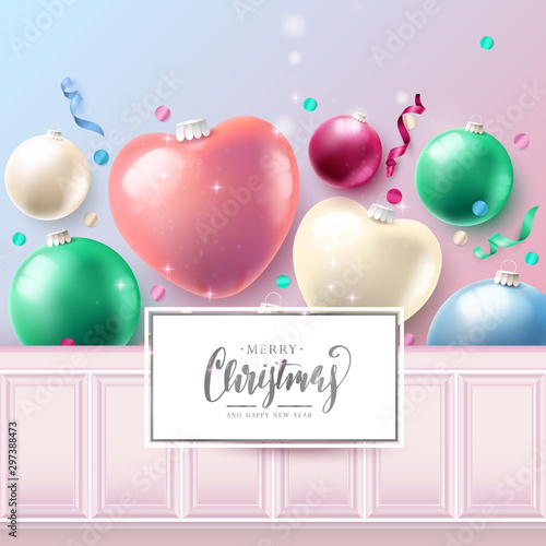 Modern Christmas headers with glass baubles