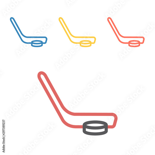 Photography Hockey Stick And Puck line icon. Vector signs for web graphics