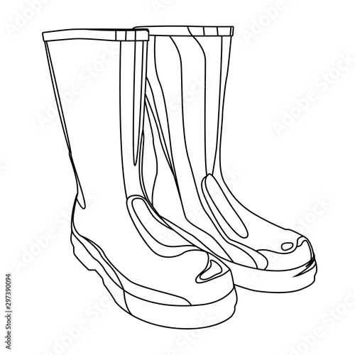 rubber boots contour vector illustration