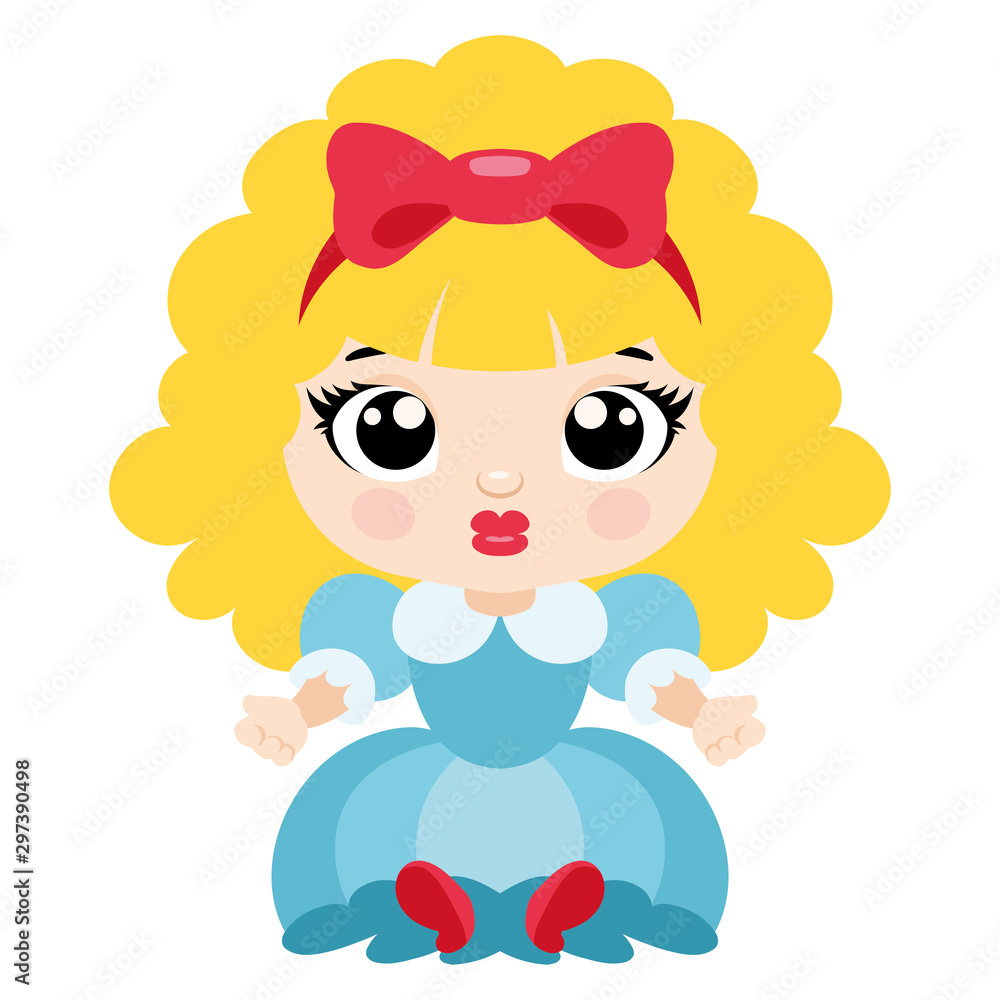 Illustration of a cute doll flat icon Illustration of a cute doll flat icon