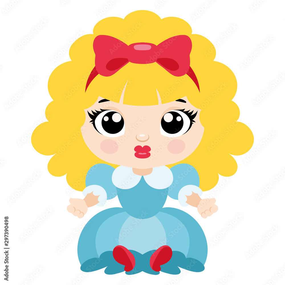 Illustration of a cute doll flat icon