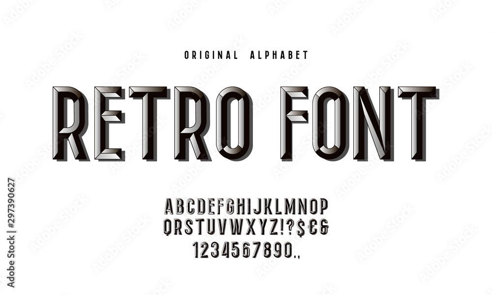 Chisel Alphabet Vector Font. Type letters and numbers. Chiseled block typeface for your design