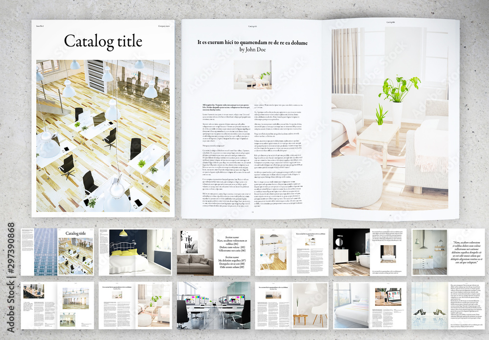 Black and White Catalog Layout Stock Template Adobe Stock