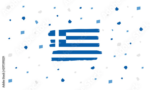 Flag Day in Greece. National happy holiday, celebrated annual in October 27. Greece flag. Greek color. Patriotic elements. Poster, card, banner and background. Vector illustration