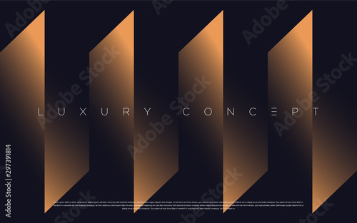 Black premium background with luxury dark golden geometric elements. Rich background for poster, banner, flyer, presentation, web design etc. Vector EPS