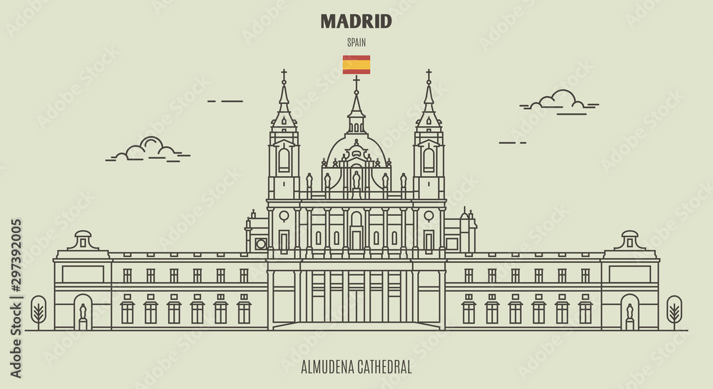 Almudena Cathedral in Madrid, Spain. Landmark icon