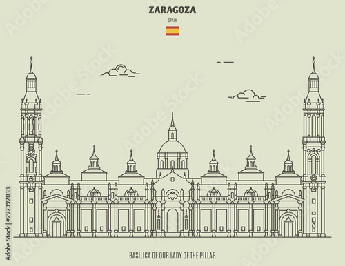 Basilica of Our Lady of the Pillar in Zaragoza, Spain. Landmark icon
