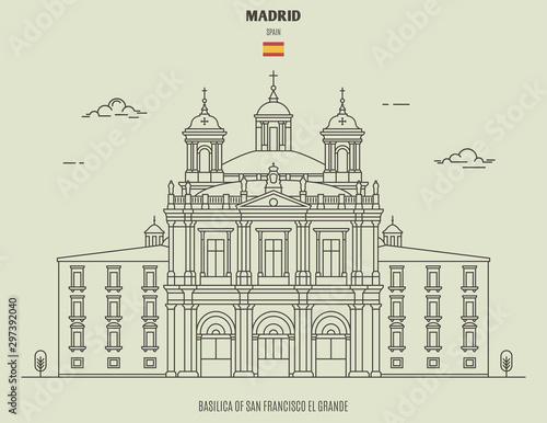 Basilica of San Francisco el Grande in Madrid, Spain. Landmark icon