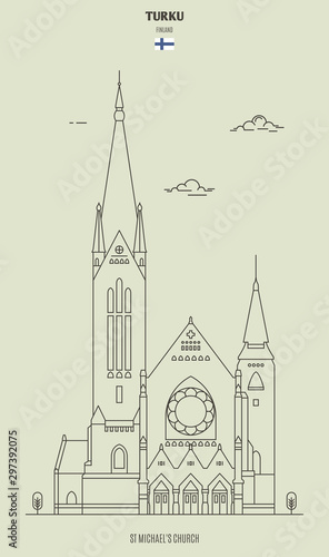 St Michael's Church in Turku, Finland. Landmark icon
