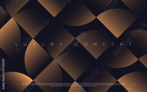 Black premium background with luxury dark golden geometric elements. Rich background for poster, banner, flyer, presentation, web design etc. Vector EPS