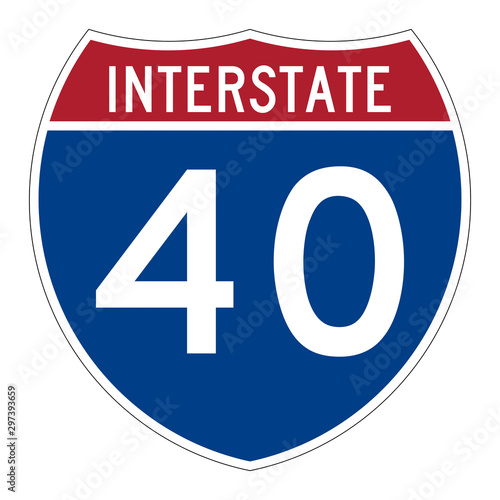 Tableau sur toile Interstate highway 40 road sign