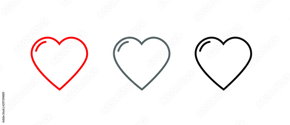 Heart icon collection, love symbols - Vector