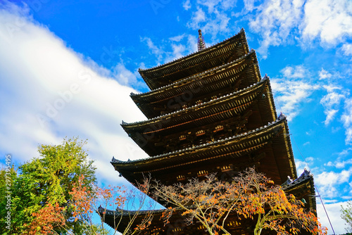 View of the Hokan-ji Temple in autumn in Kyoto, Japan. photo