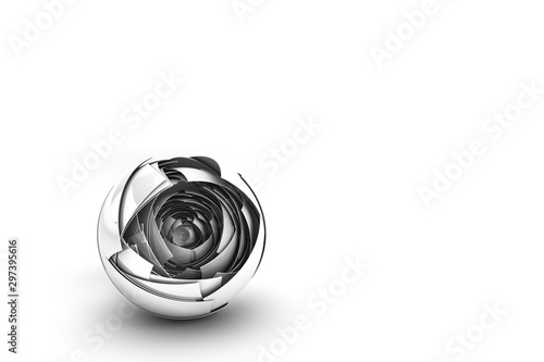 Hi-tech abstract sphere with multiple nested layers over a white background