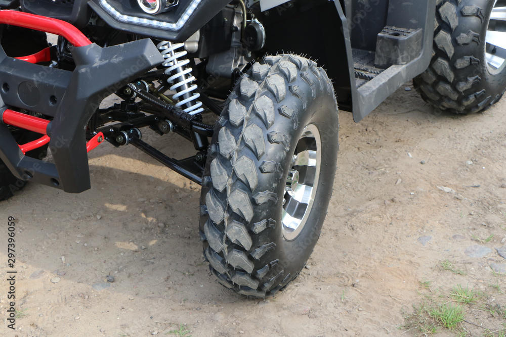 ATV front suspension with wheel. ATV front suspension with wheel.