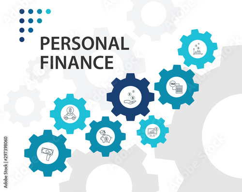 Personal Finance Infographics vector design. Timeline concept include personal income, personal loan, retirement payment icons. Can be used for report, presentation, diagram, web design