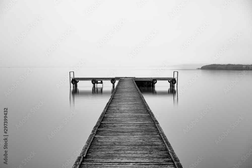Naklejka premium Pier at the Lake Neusiedl in Burgenland, Austria
