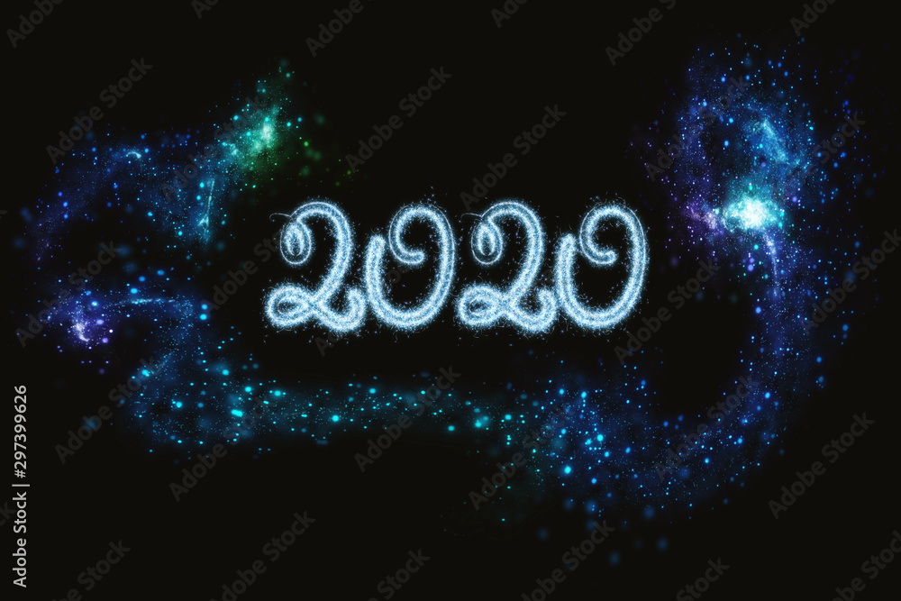 Silvester - New Year 2020 blue magic sparkles