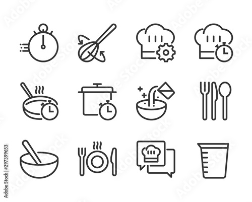 Cooking bold line icon set. The set is about restaurant, cook, recipe, kitchen, bakery, meal, vector, editable stroke, line, outline..