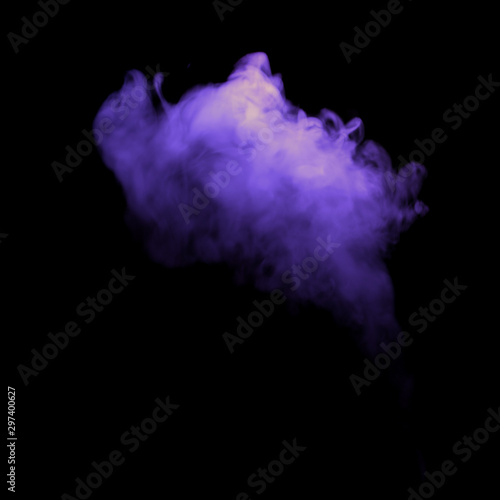 Misty violet helloween fog smoke, isolated on black