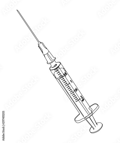 syringe contour vector illustration isolated