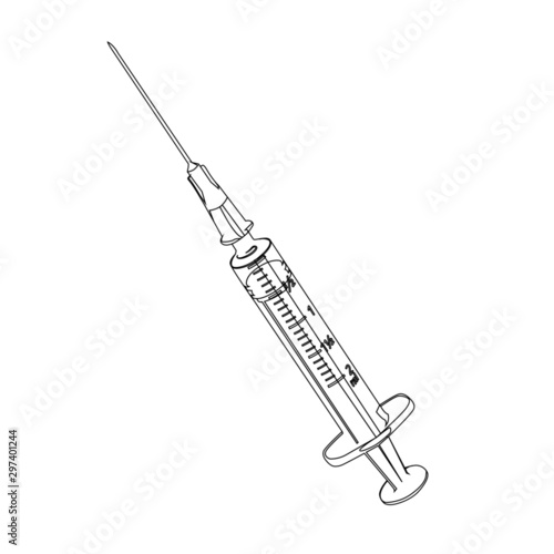 syringe contour vector illustration isolated