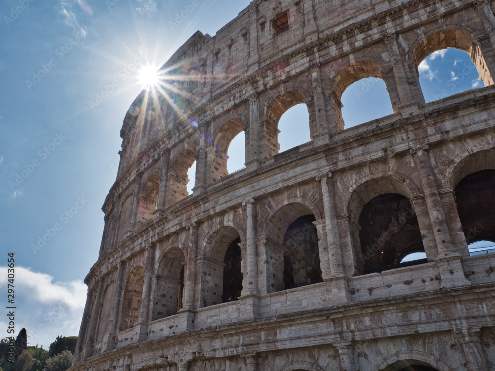 The Coloseum of Rome- over white